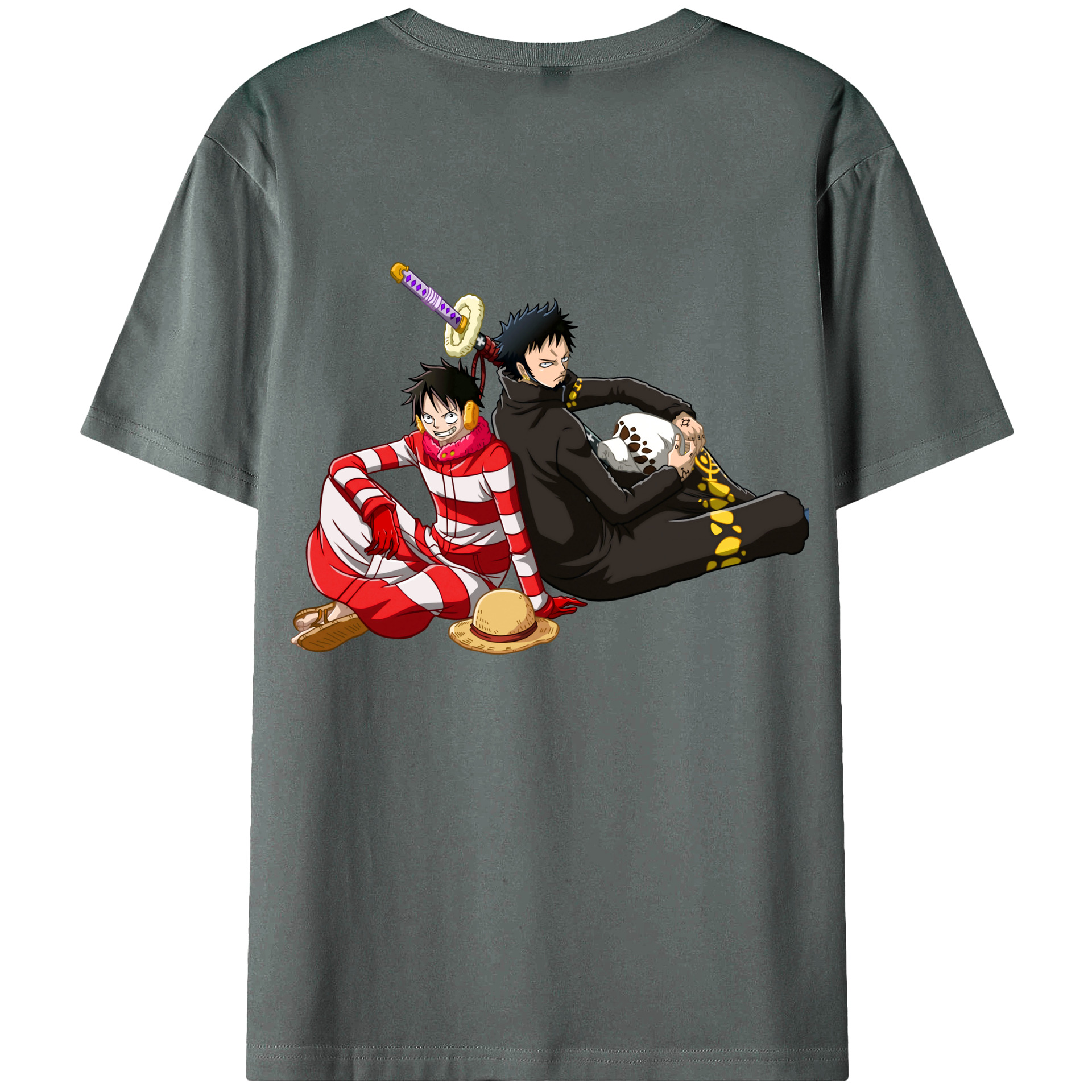 ワンピース モンキー・D・ルフィ ONE PIECE Monkey D. Luffy 綿100％半袖Tシャツ（背面プリント）